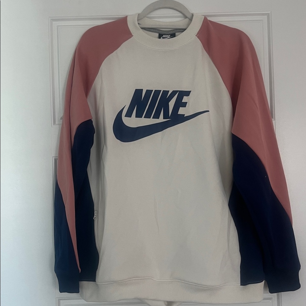 Nike Pink and Navy Colorblock Sweatshirt